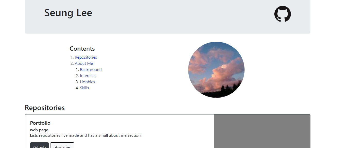 An image of the portfolio website